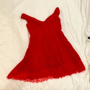 Red self portrait pleated dress, us size 6